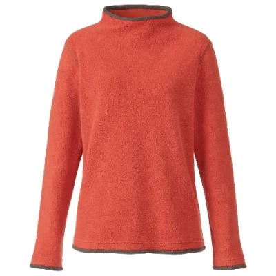 Fleecepullover mit Vulkankragen aus Bio-Baumwolle, rostorange/anthrazit