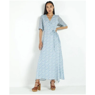 Floral Maxi Wrap Dress - Blue