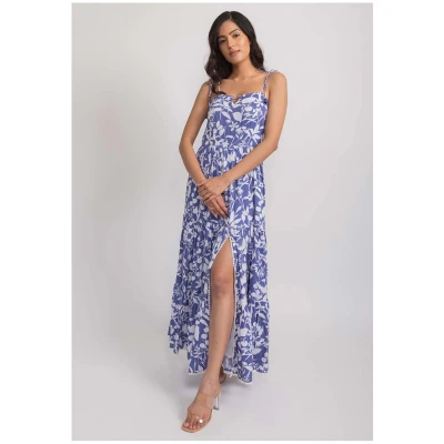 Floral Strappy Maxi Dress - Blue