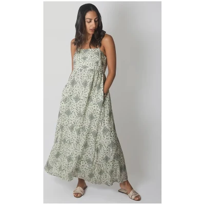 Floral Strappy Maxi Dress - Green