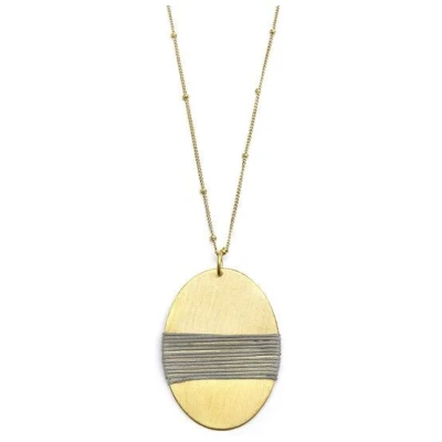 Frida Feeling Halskette Kaia, Anhänger oval, gold-farben / grau