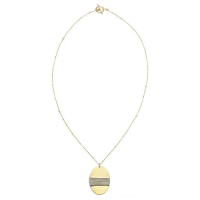 Frida Feeling Halskette Kaia, Anhänger oval, gold-farben / grau