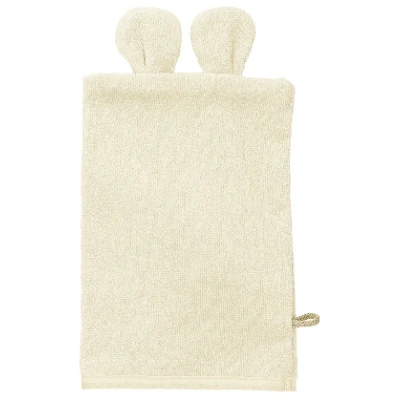 Frottier-Waschhandschuh aus reiner Bio-Baumwolle, creme 17 x 24 cm