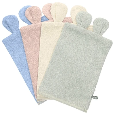 Frottier-Waschhandschuh aus reiner Bio-Baumwolle, creme 17 x 24 cm