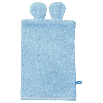 Frottier-Waschhandschuh aus reiner Bio-Baumwolle, wasserblau 17 x 24 cm