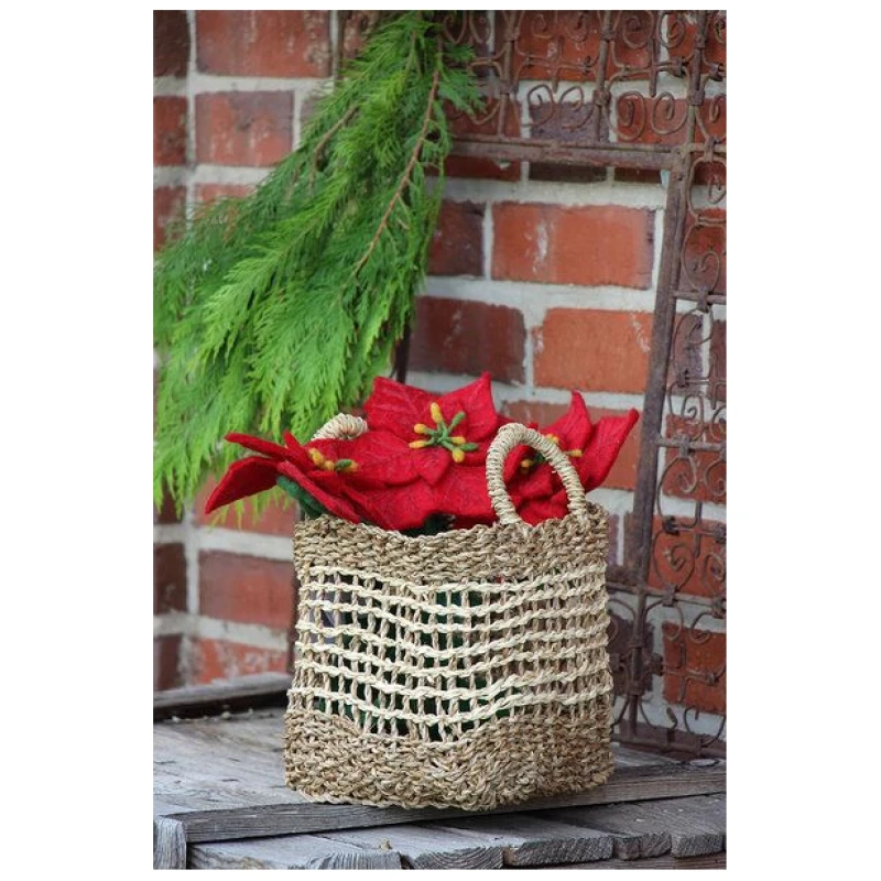 GLOBO Fair Trade Seegraskorb SEN Palmblatt und Seegras, 20-40cm, quadratisch mit Griffen