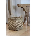 GLOBO Fair Trade Seegraskorb SEN Palmblatt und Seegras, 20-40cm, quadratisch mit Griffen
