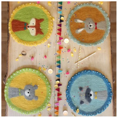 GLOBO Fair Trade Sitzkissen /Tischset HASE aus Wollfilz