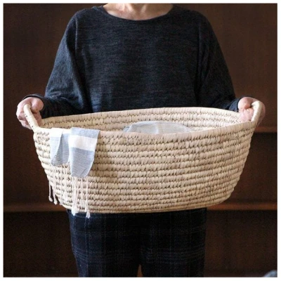 GLOBO Fair Trade Wäschekorb WANNE, Palmblatt