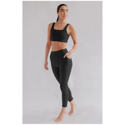 Girlfriend Collective Damen vegan Leggings High-Rise Schwarz