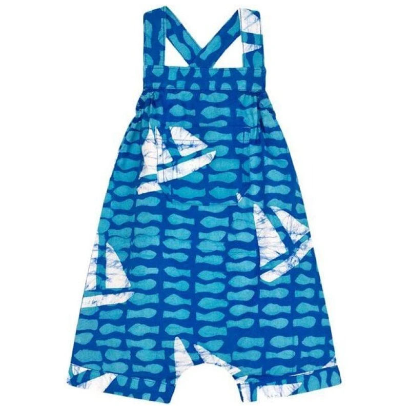 Global Mamas Baby Strampler - Fische - Bio Baumwolle - Blau