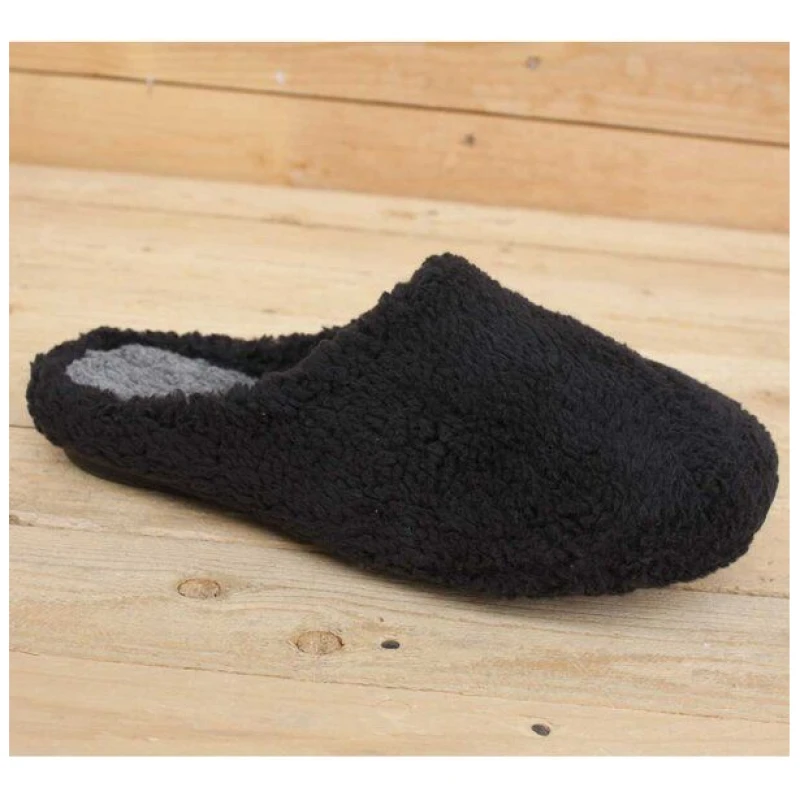Grand Step Shoes Vegane Hausschuhe Furry Winter schwarz