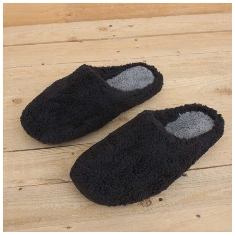 Grand Step Shoes Vegane Hausschuhe Furry Winter schwarz