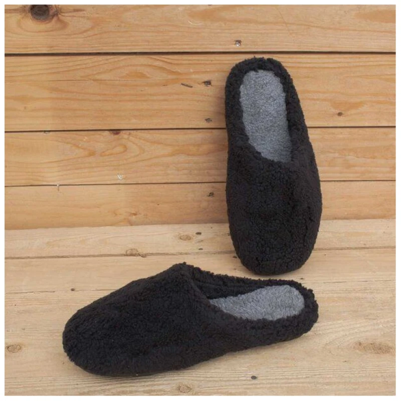 Grand Step Shoes Vegane Hausschuhe Furry Winter schwarz