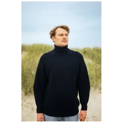 Grobstrick Rollkragenpullover Nordkap (Herren) aus 100% Merinowolle (RWS) von SALZWASSER