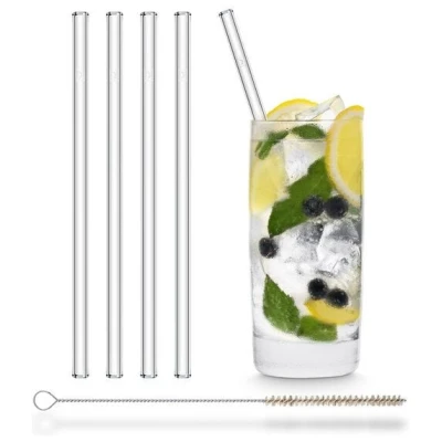 HALM Trinkhalm aus Glas 20 cm 4x Glastrinkhalm + Reinigungsbürste