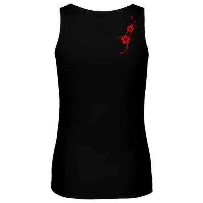 HANDGEDRUCKT Frauen Tank Top "Hibisken" aus 100% Bio Baumwolle (kbA)