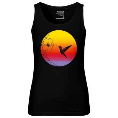 HANDGEDRUCKT Frauen Tank Top "Kolibri" aus 100% Bio Baumwolle (kbA)
