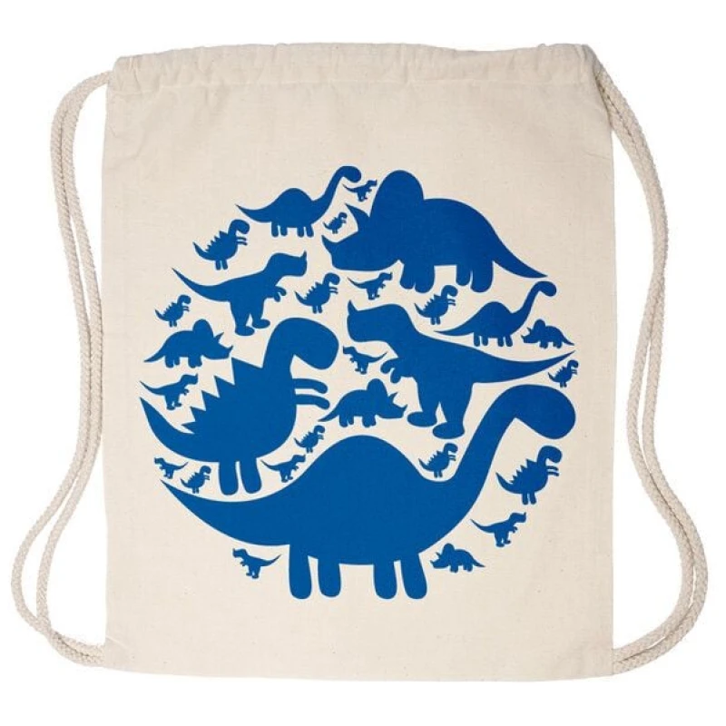 HANDGEDRUCKT Schul-Turnbeutel "Dinos"