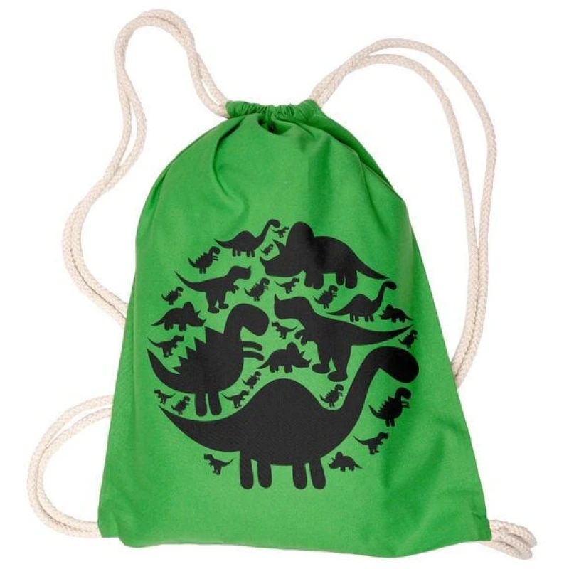 HANDGEDRUCKT Schul-Turnbeutel "Dinos"