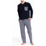 Haasis Bodywear Herren Pyjama lang Alloverprint, Bio Baumwolle, GOTS zertifiziert