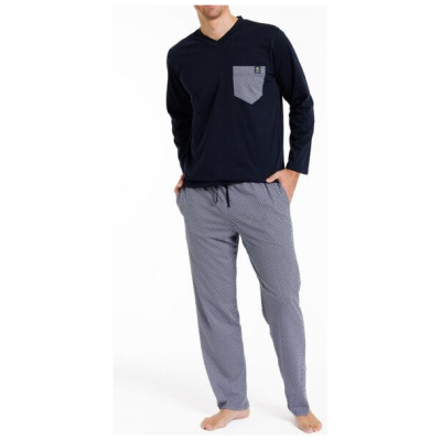 Haasis Bodywear Herren Pyjama lang Alloverprint, Bio Baumwolle, GOTS zertifiziert