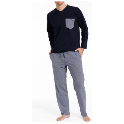 Haasis Bodywear Herren Pyjama lang Alloverprint, Bio Baumwolle, GOTS zertifiziert