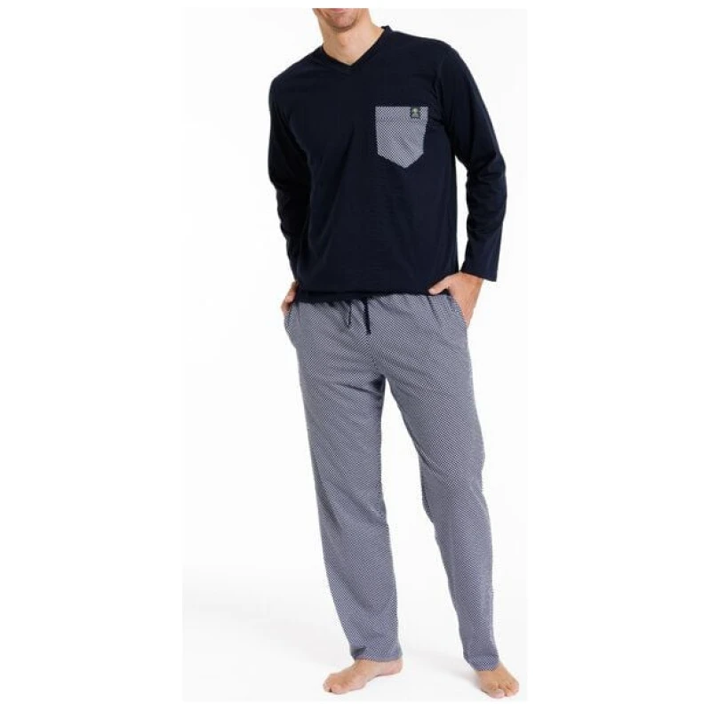 Haasis Bodywear Herren Pyjama lang Alloverprint, Bio Baumwolle, GOTS zertifiziert