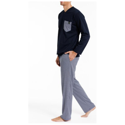 Haasis Bodywear Herren Pyjama lang Alloverprint, Bio Baumwolle, GOTS zertifiziert