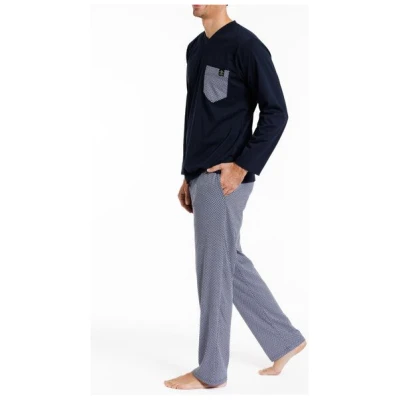 Haasis Bodywear Herren Pyjama lang Alloverprint, Bio Baumwolle, GOTS zertifiziert
