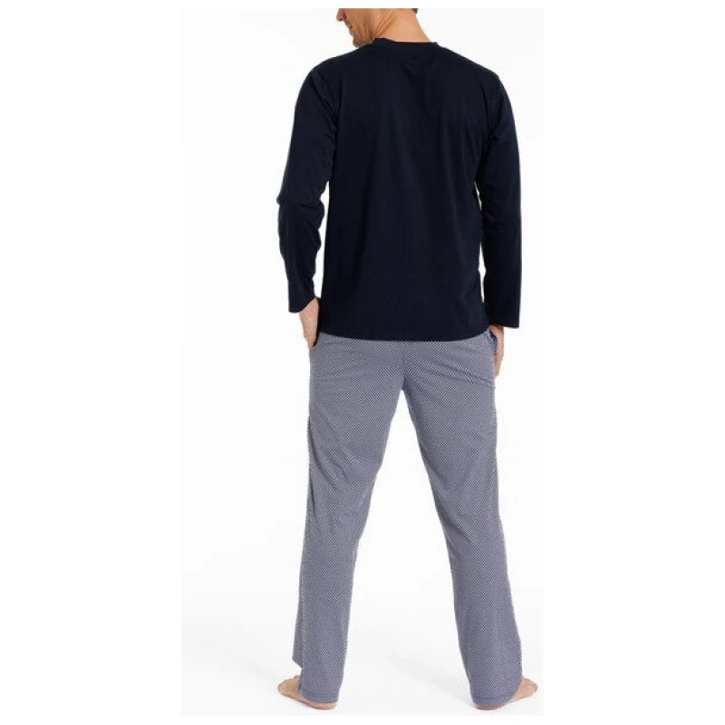 Haasis Bodywear Herren Pyjama lang Alloverprint, Bio Baumwolle, GOTS zertifiziert