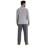 Haasis Bodywear Herren Pyjama lang Rundhalsausschnitt, Single Jersey, Bio Baumwolle