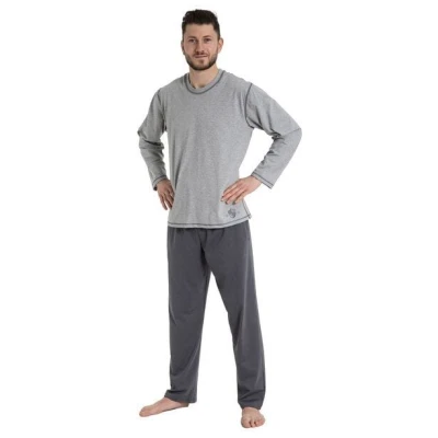 Haasis Bodywear Herren Pyjama lang Rundhalsausschnitt, Single Jersey, Bio Baumwolle
