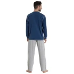 Haasis Bodywear Herren Pyjama lang mit Knopfleiste, Single Jersey, Bio Baumwolle