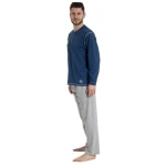 Haasis Bodywear Herren Pyjama lang mit Knopfleiste, Single Jersey, Bio Baumwolle