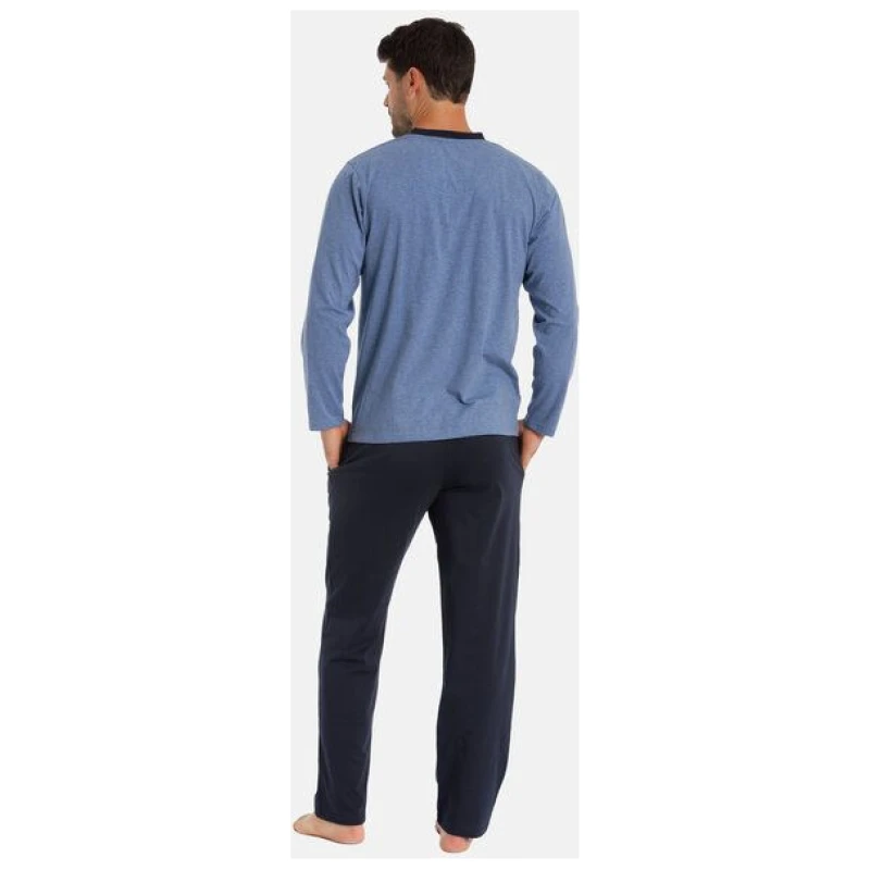 Haasis Bodywear Herren Pyjama lang mit Seitentaschen, Single Jersey