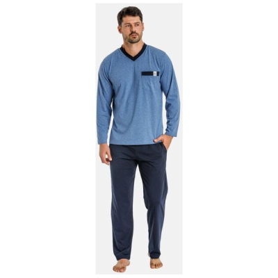 Haasis Bodywear Herren Pyjama lang mit Seitentaschen, Single Jersey