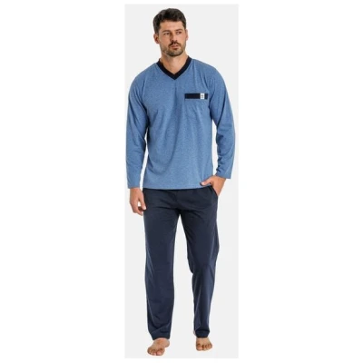 Haasis Bodywear Herren Pyjama lang mit Seitentaschen, Single Jersey