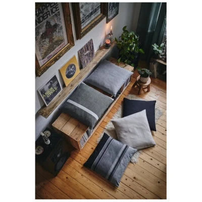 HängemattenGlück Sofakissen / Kopfkissen aus reiner Bio Baumwolle (Bezug und Füllung) 60x60cm Grau- / Naturtöne