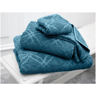 Handtuch Bio-Baumwolle Frottee Blume petrol Maße 70 x 140 cm