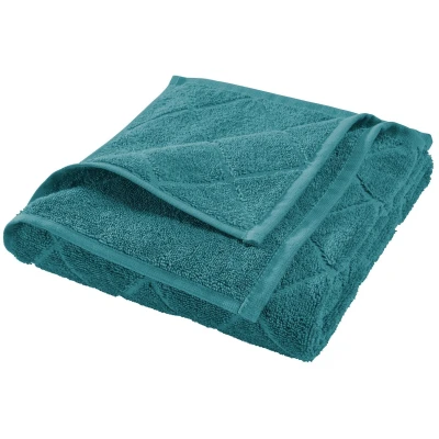 Handtuch Bio-Baumwolle Frottee Raute petrol Maße 50 x 100 cm