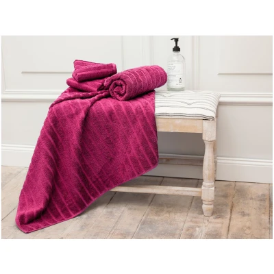 Handtuch-Set Bio-Baumwolle Frottee 4-teilig Streifen fliederbeere 2 Gästehandtücher, 1 Handtuch und 1 Badetuch