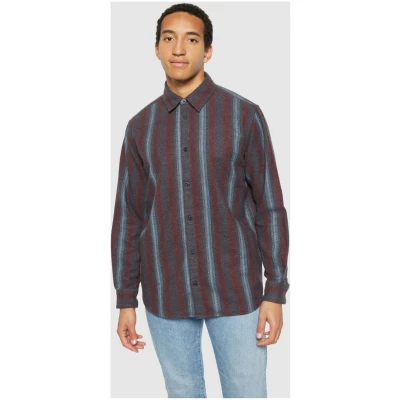 Hemd Loose Striped Flannel Blau