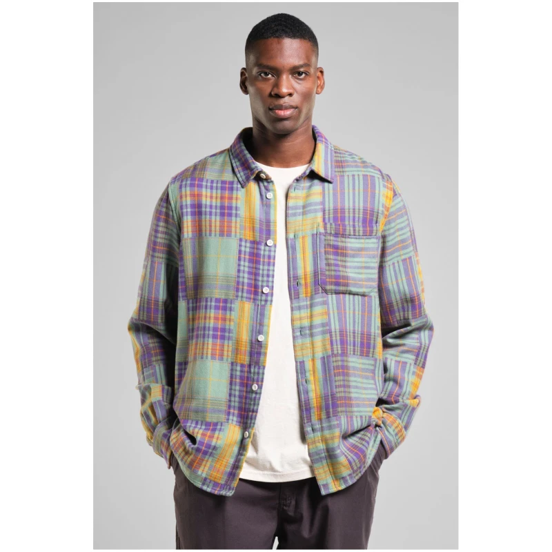 Hemd Rute Flannel Patchwork Grün