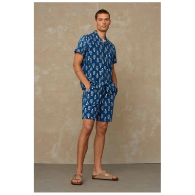 Herren Kurzarm-Hemd "BALDER" aus Biobaumwolle von KINGS OF INDIGO, Woodblock Indigo Dye