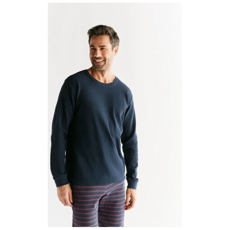 Herren Langarmshirt 100% Bio-Baumwolle Waffelstrick Pyjama 2208" Leela Cotton"