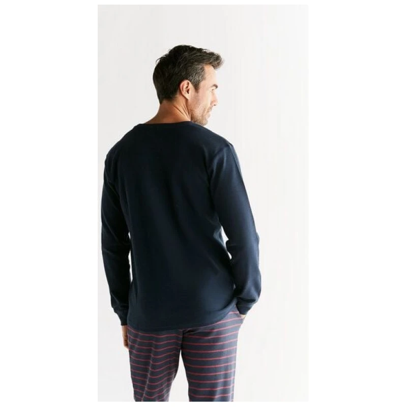 Herren Langarmshirt 100% Bio-Baumwolle Waffelstrick Pyjama 2208" Leela Cotton"