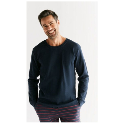 Herren Langarmshirt 100% Bio-Baumwolle Waffelstrick Pyjama 2208" Leela Cotton"