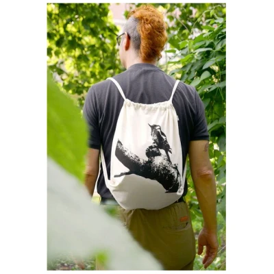 Hirschkind Bio-Turnbeutel "Buntspecht" naturfarben- handbedruckt