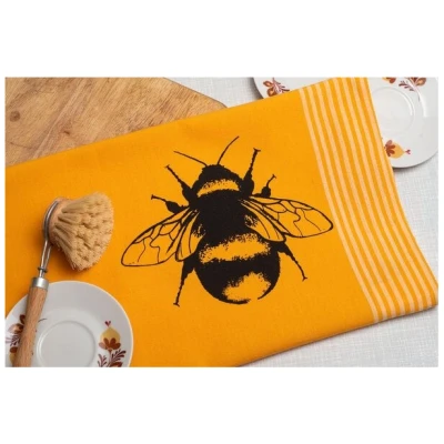 Hirschkind Bio & Fair-Trade-Geschirrtuch "Erdhummel" gelb